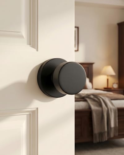Image of Haidms Black Door Knobs Passage, Heavy Duty Zinc-Alloy Closet Door Knobs, Matte Black Interior Door Knob for Hallway & Closet, Round Ball Design(5 Pack)