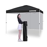 OASISHOME Pop-up Portable Outdoor Canopy Tent 10'x10' Instant Gazebo, with 1 Sidewall, Carry Bag, Stakes, Ropes, for Outdoor/Beach/Patio/Wedding Parties and Commercial Events (10FTx10FT, Black)
