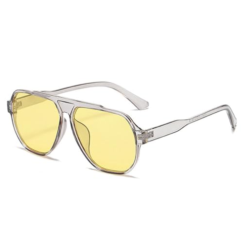 Lunettes de soleil tendance jaune vert grand format look vintage pour l'été