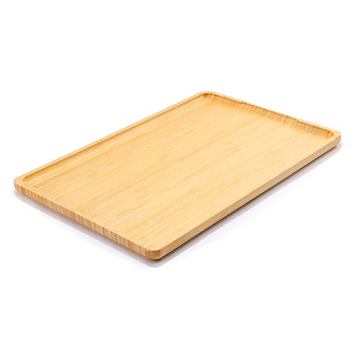 bamboo food tray - WebaCoo. Bamboo Serving Tray, Rectangle Glossy Decorative Serving Platter with Handles, Ottoman and Coffee Table Accessory, Lap Tray for Eating, Food and Snack, Used in Bedroom and Kitchen