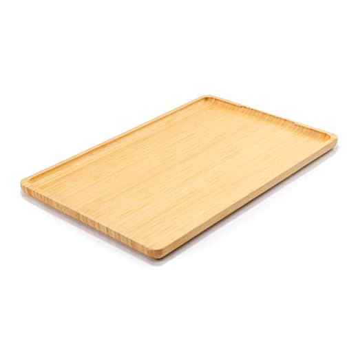 WebaCoo. Bamboo Serving Tray, Rectangle Glossy Decorative Serving Platter with Handles, Ottoman and Coffee Table Accessory, Lap Tray for Eating, Food and Snack, Used in Bedroom and Kitchen