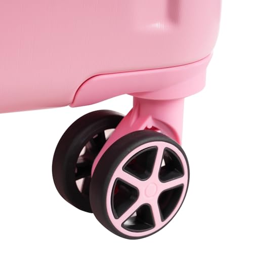 3 Piece Luggage Set - Lightweight Durable Hard Shell Suitcases with Double Wheels (20/24/28 Inch, Pink)3