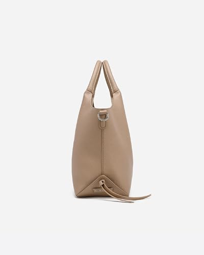 Image of NEWBELLA Women's Vegan Leather Tote Bag 2-Piece Set, Fashion Top Handle Purse with Buckle Design, Solid Color Shoulder Bag for Work, Travel & Daily Use (Apricot)