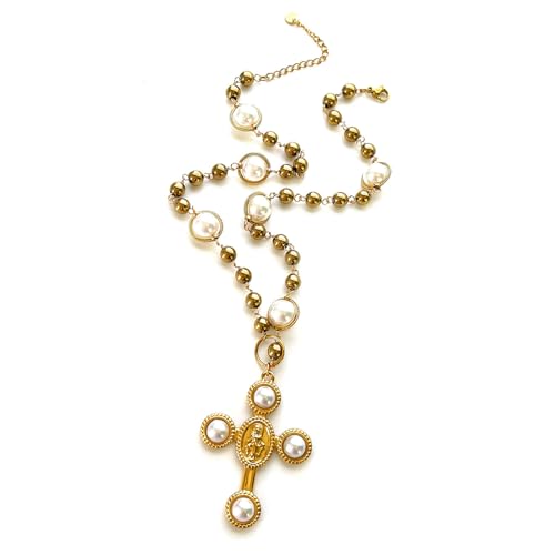 Collier crucifix en perles chaîne de cou tendance pour style urbain
