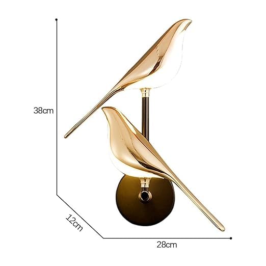 Image of kinis Nordic Golden Double Chirpy Bird Led Wall Light for Living Room /Modern Style Led Wall Lamps for Bedroom /Led Wall Lights for Home Decoration /Led Wall Scone for Restaurants /Cafe /Hotels /Bar