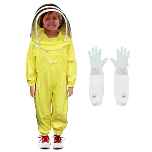 Luwint Kids Beekeeping Suits - Full Body Protection Children Bee Beekeeper Jacket with Gloves and Ventilated Hood (4