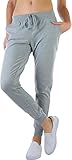 ToBeInStyle Women's Solid Print French Terry Jogger Pants - Heather Grey - Large