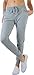 ToBeInStyle Women's Solid Print French Terry Jogger Pants - Heather Grey - Large