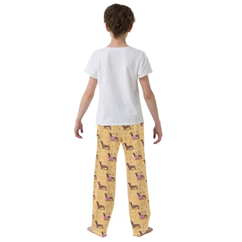 ZZXXB Dachshund Dog Bones Boys Long Pants Soft Trousers Elastic Waist Kids Lounge Bottoms with Pockets S-XL3