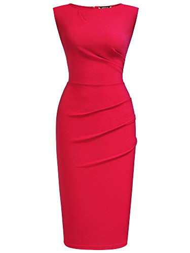 Image of Miusol Women's Retro Ruffle Style Slim Work Pencil Dress