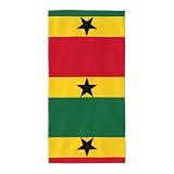 Langes Handtuch mit Flagge von Ghana, schnelltrocknend, hohe Wasseraufnahme, flauschig, weich, tragbar, Schwimmen, Reisen, Fitnessstudio