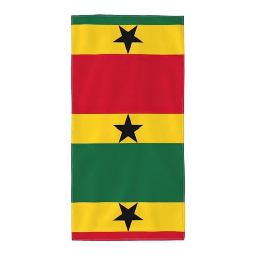 Langes Handtuch mit Flagge von Ghana, schnelltrocknend, hohe Wasseraufnahme, flauschig, weich, tragbar, Schwimmen, Reisen, Fitnessstudio