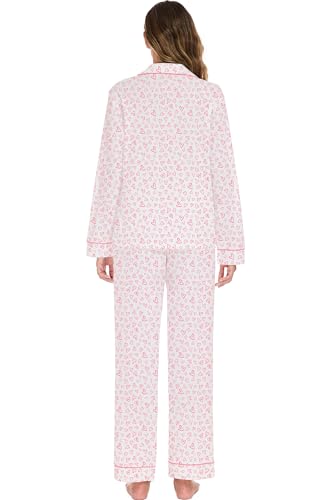 Image of LUBOT 100% Cotton Pajamas for Women Pajama Set 2 Piece PJ Sleepwear Set Soft Ladies Button Knit Long Sleeve Loungewear XS-XXL