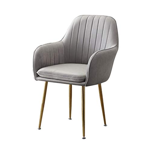 SJIALEN Soft Velvet Dining Chair,Plating Leg Backrest with armrests for Dining Room Hotel Office Lounge Chair Kitchen Chair (Color : Gray)