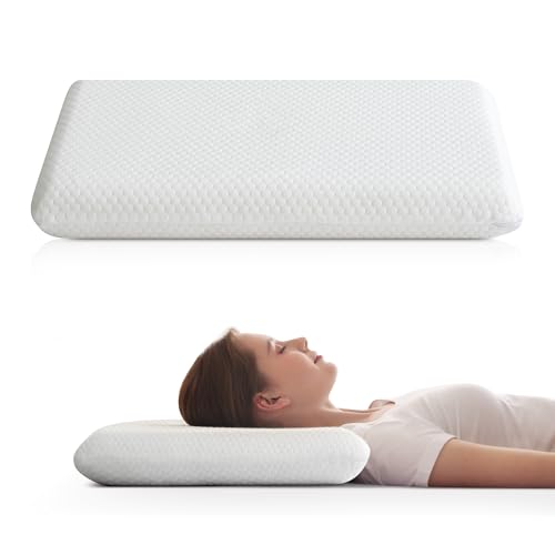 AMICLIBER Ultra Thin Flat Pillow for Sleeping, 2.75'' Thin Pillow for Back Sleeper, Supportive Stomach Sleeping Pillow, Slim Bed Pillow, Machine Washable-Standard Size