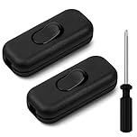 AXFEE DP 6A Inline Cable Switch Pack of 2 Torpedo Switches 2 or 3 Core Double Pole Switches Accepts Round or Flat Wire, 250V Inline Switch for Lamp