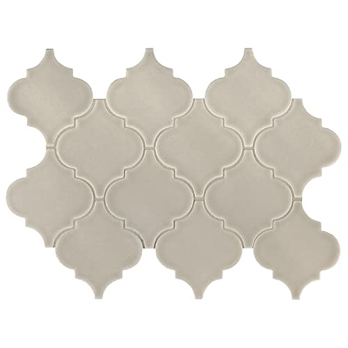 Msi Portico Pearl Arabesque 10.83 In. X 15.5 In. X 8Mm Glossy Ceramic Mesh-Mounted Mosaic Tile (11.7 Sq. Ft. / Case) For Kitchen Backsplash, Accent & Shower Wall Tile, Portico Beige #TOP4