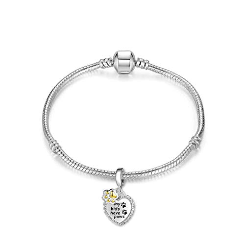 NanMuc Heart Paw Print Charm Compatible With Pandora Bracelet Puppy Dog Pet Cat Charm Aninmal Bead2