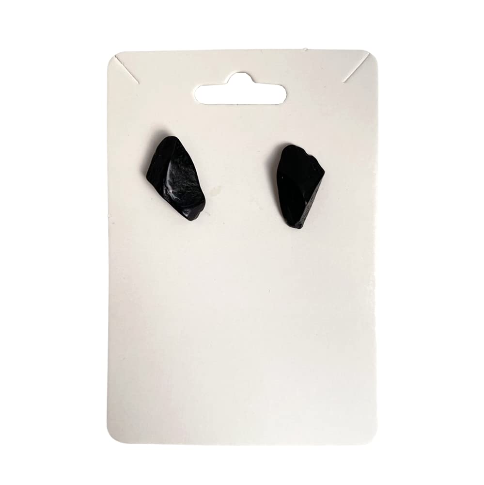 Gemstone Chip Stud Earrings, 1x1cm, Black Tourmaline