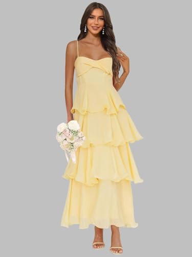 Chiffon Bridesmaid Dresses Long Tiered Ruffles Summer Beach Dress for Women2