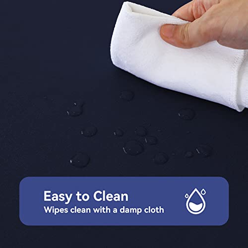 Image of Romanstile 100% Waterproof PVC Tablecloth, Rectangle Oil Spill Proof Stain Resistant Vinyl Table Cloth, Wipe Clean Plastic Table Covers for Kitchen /Dining /Parties - 54 x 78 Inch, Navy Blue