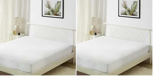 Amazon Basics Funda Protectora de Colchón Impermeable con Cremallera para Cama de 140 - Cubre Colchón Anti Chinches y Ácaros, 140 x 200 x 30 cm, Blanco (Paquete de 2)