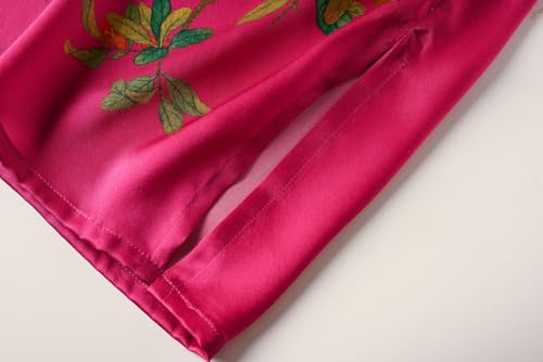 Image of Women's Silk Kimono Robe Short Bathrobe Nightgown 100% Mulberry Silk for Women - Classic Floral Pattern