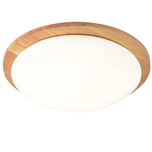 Plafonnier LED bois moderne 38cm MESKEL pour lustre de salon contemporain