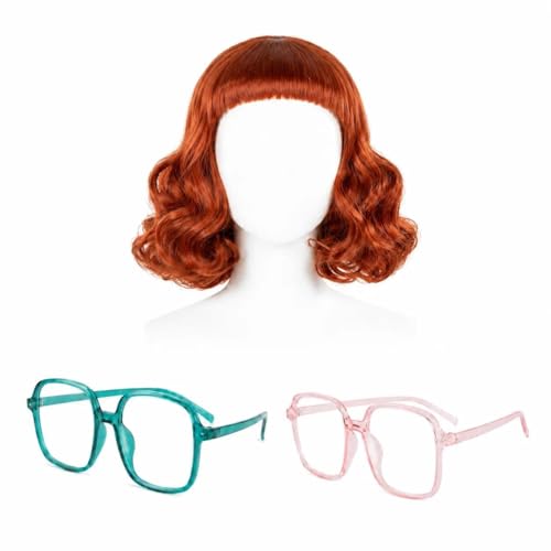 Short Curly Ginger Wig with Short Bangs