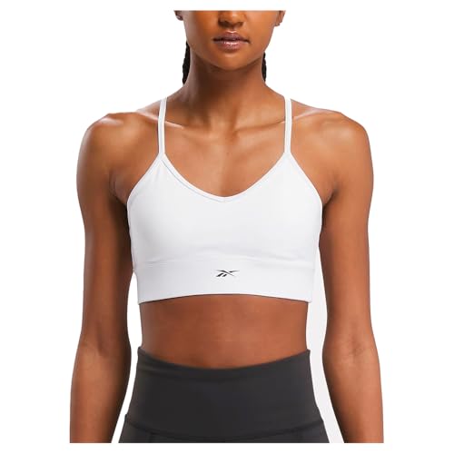 Image of Reebok Women's Satin 91% PES /9% El-Interlock-Hydrophilic Finish /Print-Digital Sublimation-Disperse Classic Workout Sports Bra