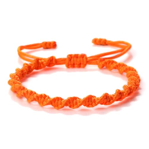 Tibetan Buddhist Bracelets for Women Men Adjustable Woven Twisted String Rope Kabbalah Bracelet Couple Wristbands Prayer Lucky Protection Jewelry-orange
