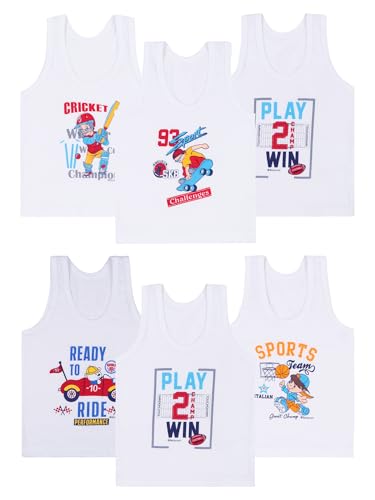 Image of BODYCARE Cartoon Printed Boy's Regular Fit Vest Pack of 6 from (Color & Print May Vary)