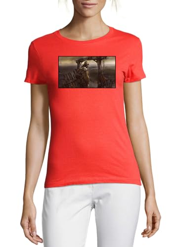 T-shirt paysage apocalyptique rouge coton femme pour affirmer votre style avec confort