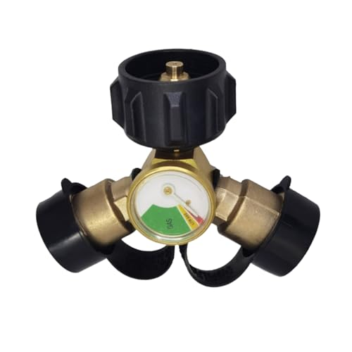 Générique Distributeur Y Propane À Double Sortie avec Détendeur Et Manomètre - Adapter pour Réfrigérant Gaz - Connexion Rapide Sécurisée pour Barbecues Chauffages Et Brûleurs Extérieurs