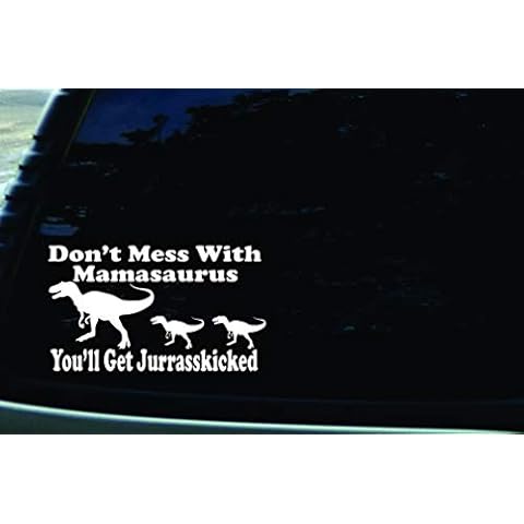Southern Fried Decals 7" X 4" Don't Mess with Mamasaurus You'll Get Jurasskicked Funny Vinyl DIE Cut Decal for Your car, Truck, Window, Laptop, MacBook, or Any Other Smooth Surface Cover