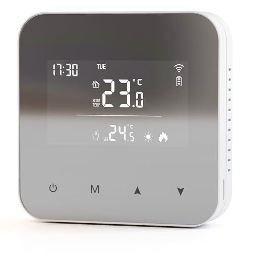 Termostato de batería de 2 Hilos para calderas de Gas, termostato programable Diario, cronotermostato Manual de Ambiente de Pared, batería de 3A no incluida R8W Sin WiFi