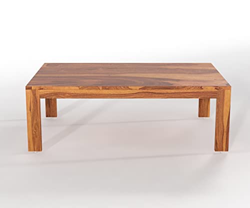 Image of Sheeshsam Wooden Coffee Table with 4 Stools for Living Room - Solid Wood Coffee Table with Cushion Seating Stools Tea Table Teapoy Center Piece for Home Sofa Center Table (Norris Honey)