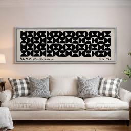 Impression géométrique noir et blanc sur toile panoramique style moderniste - 2
