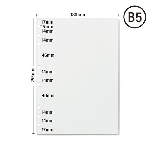 OVISEEN Blanko Nachfüllpapier - 90 Blatt B5 Blankopapier unliniert, 9-Loch für Ringordner - Universell für Skizzen, Journaling & Büro (18x25,5 cm)
