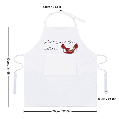 Curdesi Adjustable Bib Apron With 2 Pockets Red Shoe, Will Cook For Shoes Chef Kitchen Cooking Aprons For Women Men Restaurant Bbq Painting #TOP1