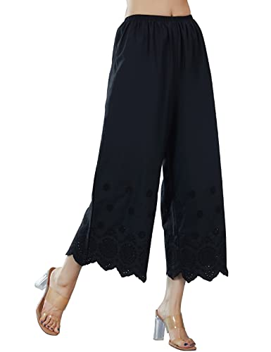 Image of BEAUTELICATE Vintage Cotton Shorts Pettipants Culotte Slip Cropped Sleepwear Pants with Lace Edge
