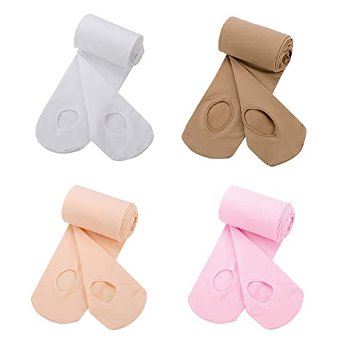 Women's Girls' Solid Transition Ballet Tights Ultra-Soft Comfortable Opaque Convertible Tights Dance Tights Stocki-White2