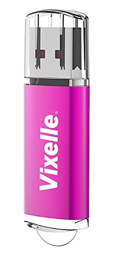 Vixelle 128GB High Speed USB 2.0 Flash Drives – Compact & Portable USB Memory Sticks with Keychain Loop and Cap – 64GB Pen Drive USB Stick for PC, Mac, TV, Car Audio – Pink
