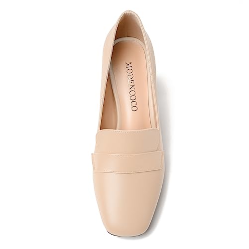 Image of MODENCOCO Womens Sexy Formal Matte Slip On Square Toe Work Block High Heel Loafers Shoes 3.5 Inch