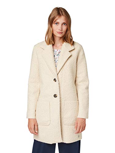 Tom Tailor Bouclé Abrigo, Beige (Pale Beige Melange 18638), Medium para Mujer