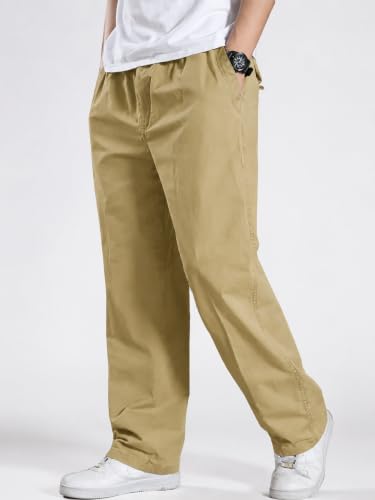 Image of Men's Pure Cotton Cargo Pants | Regular Fit Multi-Pocket Casual Trousers for Men | Solid Black Utility Cargo Bottom Wear | Comfortable Everyday Wear Pant