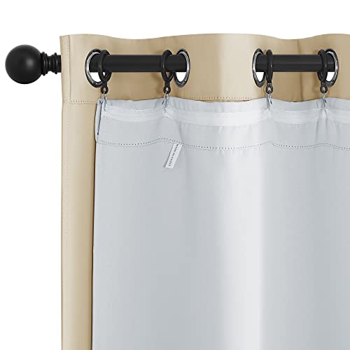 NICETOWN White Curtain Liner Panels - Black Out Drapes Liners for 45 inch Long Curtains, Thermal Insulated Curtains Liner for Windows (Set of 2 Panels, Each is 27" x 40", Greyish White)
