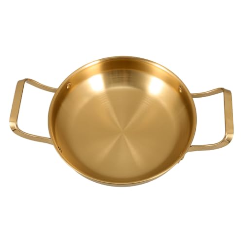 BESTOMZ Olla de Acero Inoxidable 304 para Cocina Familiar con Doble Asa y Fondo Plano, Adecuado para Reuniones y Preparar Ramen Coreano Fácilmente