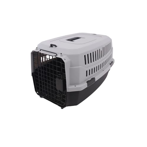 JAMBO PET | Caixa De Transporte Para Pets | Plástico E Metal | Grande | Cinza