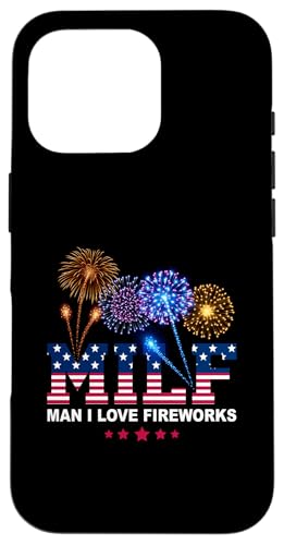 M I L F Man I Love Fireworks Funny USA Patriotic 4 de julio Carcasa para iPhone 16 Pro